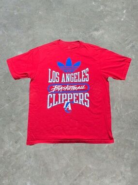 ☀️ Adidas Los Angeles Clippers NBA Basketball Graphic Tee Mens Size L Red